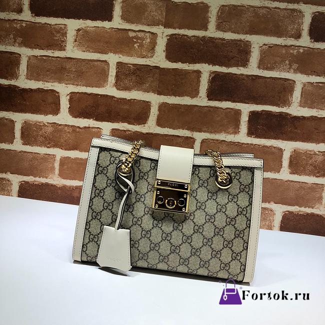 Gucci Padlock Monogram Flora Shoulder Bag GG White 498156 26cm - 1
