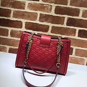 Gucci Padlock Monogram Flora Shoulder Bag GG Full Red Leather 498156 26cm - 6