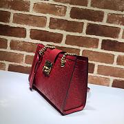 Gucci Padlock Monogram Flora Shoulder Bag GG Full Red Leather 498156 26cm - 5