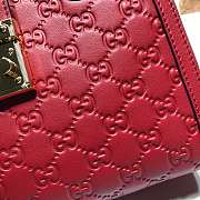 Gucci Padlock Monogram Flora Shoulder Bag GG Full Red Leather 498156 26cm - 4