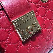 Gucci Padlock Monogram Flora Shoulder Bag GG Full Red Leather 498156 26cm - 3