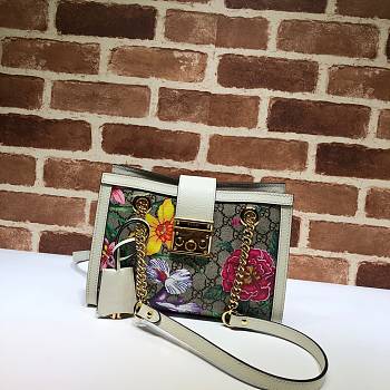 Gucci Padlock Monogram Flora Shoulder Bag GG White Flower 498156 26cm