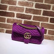 GUCCI GG Marmont Small Shoulder Bag Velvet Purple 443497 26 cm - 1