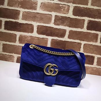 GUCCI GG Marmont Small Shoulder Bag Velvet Navy ‎443497 26 cm