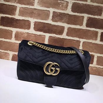 GUCCI GG Marmont Small Shoulder Bag Velvet Black ‎443497 26 cm