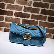 GUCCI GG Marmont Small Shoulder Bag Velvet Blue ‎443497 26 cm - 1