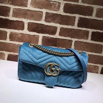 GUCCI GG Marmont Small Shoulder Bag Velvet Blue ‎443497 26 cm