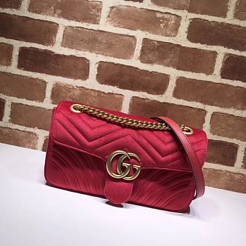 GUCCI GG Marmont Small Shoulder Bag Velvet Red ‎443497 26 cm