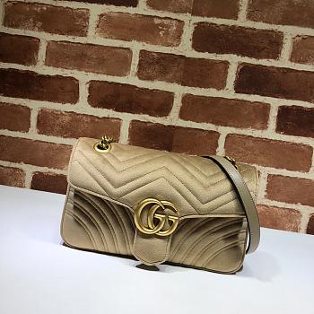 GUCCI GG Marmont Small Shoulder Bag Velvet Beige ‎443497 26 cm