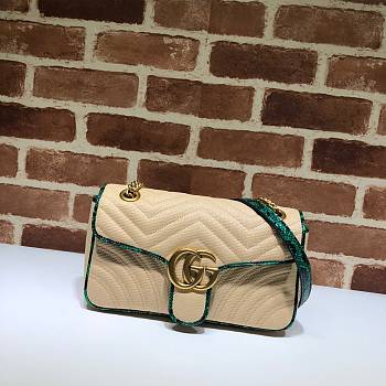 GUCCI GG Marmont Small Shoulder Bag Raffia Green Python ‎443497 26 cm