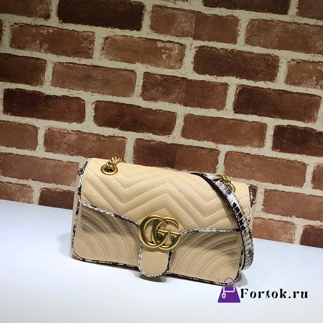 GUCCI GG Marmont Small Shoulder Bag Raffia Python ‎443497 26 cm - 1