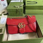 GUCCI GG Marmont Small Shoulder Bag Crocodile Leather Red ‎443497 26 cm - 1