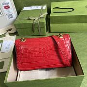 GUCCI GG Marmont Small Shoulder Bag Crocodile Leather Red ‎443497 26 cm - 2