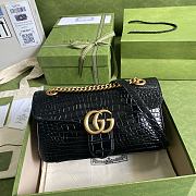 GUCCI GG Marmont Small Shoulder Bag Crocodile Leather Black ‎443497 26 cm - 1