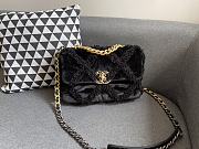 Chanel 19 Large Cotton Canvas Calfskin Flap Bag Black 30 cm - 1