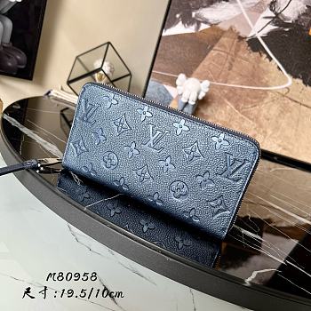 Louis Vuitton Zippy Wallet Navy M80958 19.5x10cm