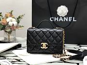 Chanel Mini Flap Bag With Handle Lambskin & Gold Metal Black AS2796 12.55x17.5x5.5cm  - 1