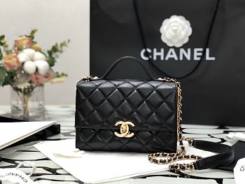 Chanel Mini Flap Bag With Handle Lambskin & Gold Metal Black AS2796 12.55x17.5x5.5cm 