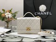 Chanel Mini Flap Bag With Handle Lambskin & Gold Metal White AS2796 12.55x17.5x5.5cm  - 6