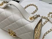 Chanel Mini Flap Bag With Handle Lambskin & Gold Metal White AS2796 12.55x17.5x5.5cm  - 3