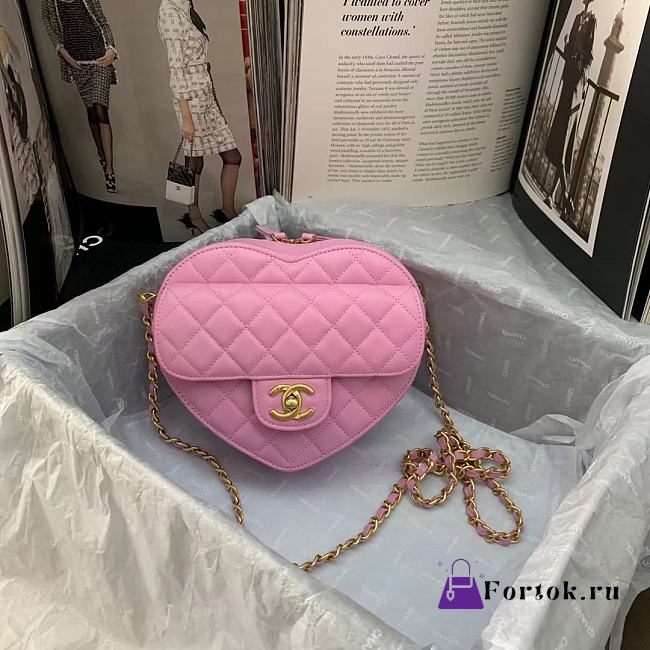 Chanel Heart Shaped Pre-spring 2022 Pink 20×17×6.5cm - 1