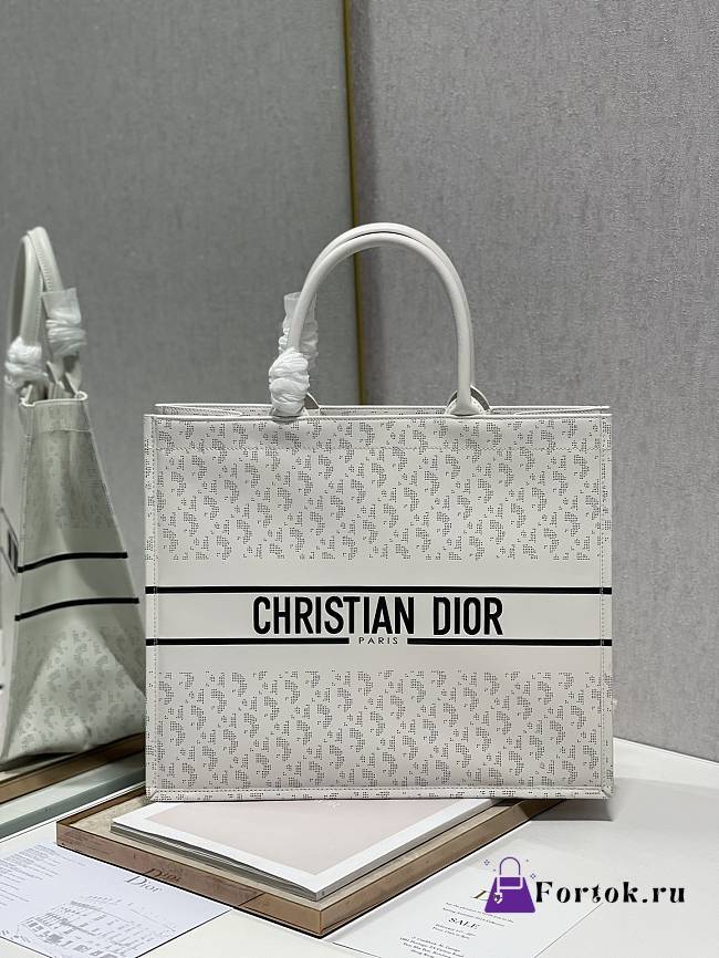 Dior Book Tote White Leather M1286 41x32cm - 1