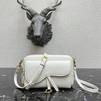 Dior Saddle Double Pouch In White S5668CCEH 19 x 10.5 x 5 cm