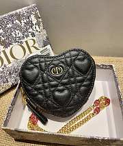 Dior Dioramour Caro Heart Pouch With Chain In Black S5097 11x10x1.5cm - 5