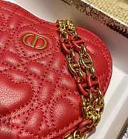 Dior Dioramour Caro Heart Pouch With Chain In Red S5097 11x10x1.5cm - 5
