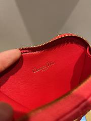 Dior Dioramour Caro Heart Pouch With Chain In Red S5097 11x10x1.5cm - 4