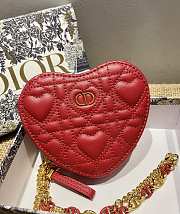 Dior Dioramour Caro Heart Pouch With Chain In Red S5097 11x10x1.5cm - 2