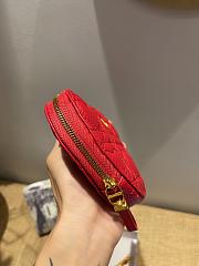 Dior Dioramour Caro Heart Pouch With Chain In Red S5097 11x10x1.5cm - 3