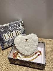 Dior Dioramour Caro Heart Pouch With Chain In White S5097 11x10x1.5cm - 1