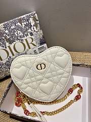 Dior Dioramour Caro Heart Pouch With Chain In White S5097 11x10x1.5cm - 3