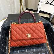 Chanel Small Coco Grained Calfskin with Handle Orange A92993 23.5cm - 1