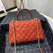 Chanel Small Coco Grained Calfskin with Handle Orange A92993 23.5cm - 4