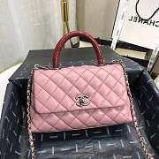 Chanel Small Coco Grained Calfskin with Handle Pink A92993 23.5cm - 3
