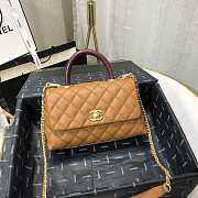 Chanel Small Coco Grained Calfskin with Handle Caramel A92993 23.5cm - 4