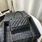 Chanel Small Coco Grained Calfskin with Handle Black A92993 23.5cm - 4