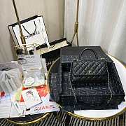 Chanel Small Coco Grained Calfskin with Handle Black A92993 23.5cm - 2