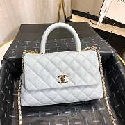 Chanel Small Coco Grained Calfskin with Handle Blue Sky A92993 23.5cm - 1
