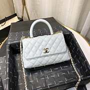 Chanel Small Coco Grained Calfskin with Handle Blue Sky A92993 23.5cm - 2
