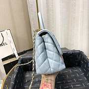 Chanel Small Coco Grained Calfskin with Handle Blue Sky A92993 23.5cm - 3