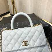 Chanel Small Coco Grained Calfskin with Handle Blue Sky A92993 23.5cm - 5