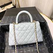 Chanel Small Coco Grained Calfskin with Handle Blue Sky A92993 23.5cm - 6