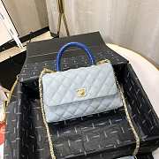 Chanel Small Coco Grained Calfskin with Handle Light Blue A92993 23.5cm - 5