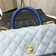 Chanel Small Coco Grained Calfskin with Handle Light Blue A92993 23.5cm - 2