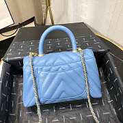 Chanel Small Coco Grained Calfskin V Quilting Flap Bag Blue A92993 23.5cm - 6