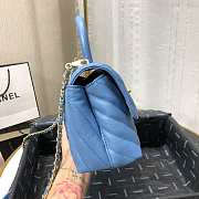Chanel Small Coco Grained Calfskin V Quilting Flap Bag Blue A92993 23.5cm - 5