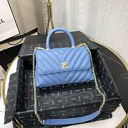 Chanel Small Coco Grained Calfskin V Quilting Flap Bag Blue A92993 23.5cm - 3